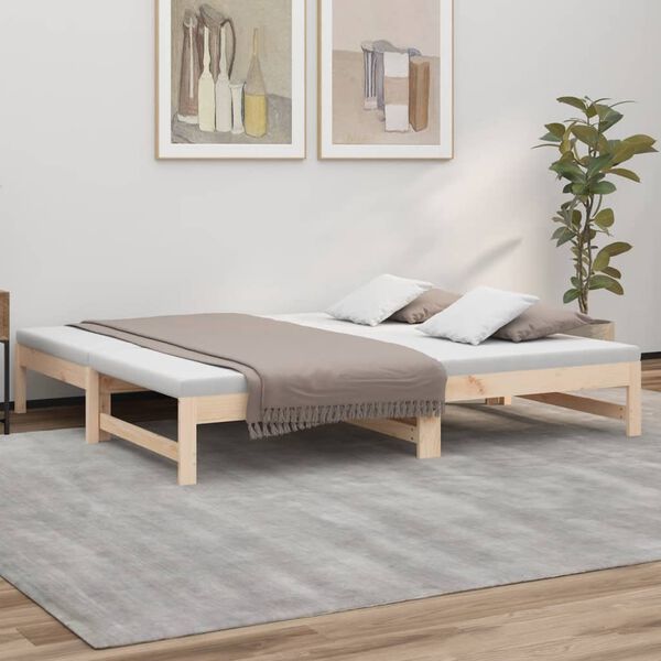 vidaXL daybed med udtræk 2x(75x190) cm massivt fyrretræ