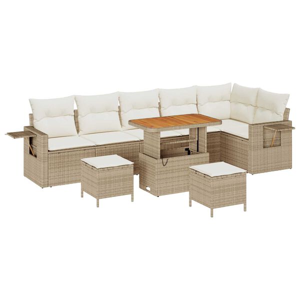 vidaXL Havesofa S&aelig;t med pude 11 pcs Beige og creme polyrattan