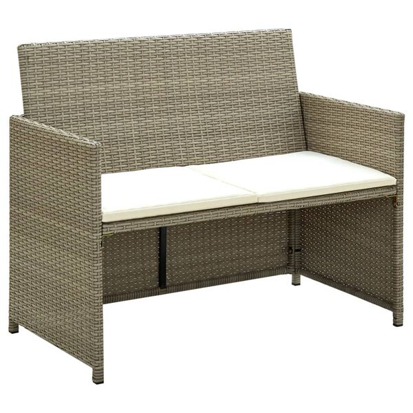 vidaXL 2-personers havesofa med hynder polyrattan beige