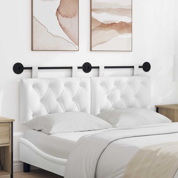 vidaXL H&aelig;ngende Hovedgavl V&aelig;gmonteret Hvid 150 x 55 x 7 cm Stof