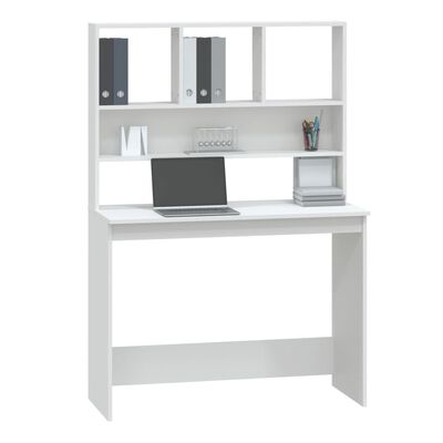 vidaXL skrivebord m. hylder 102x45x148 cm konstrueret træ hvid