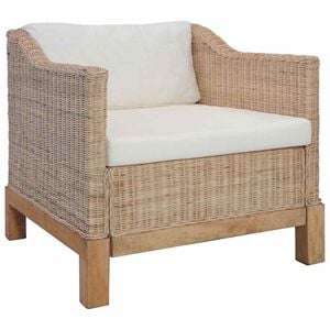 vidaXL l&aelig;nestol med hynder naturlig rattan