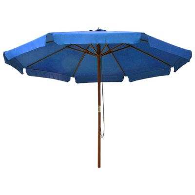 vidaXL udendørs parasol med træstang 330 cm azurblå