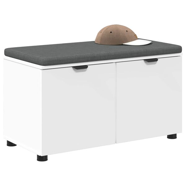 vidaXL Hallb&aelig;nk med pude med opbevaring med d&oslash;r Hvid 80 x 46 x 46 cm