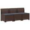 vidaXL 3-personers havensofa med puder i rattanlook PP Brun