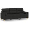 vidaXL 3-personers sofa med pyntepuder 180 cm stof sort