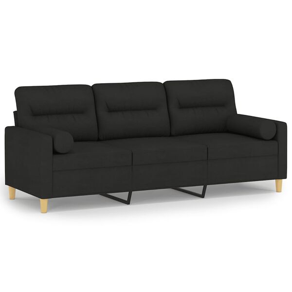 vidaXL 3-personers sofa med pyntepuder 180 cm stof sort