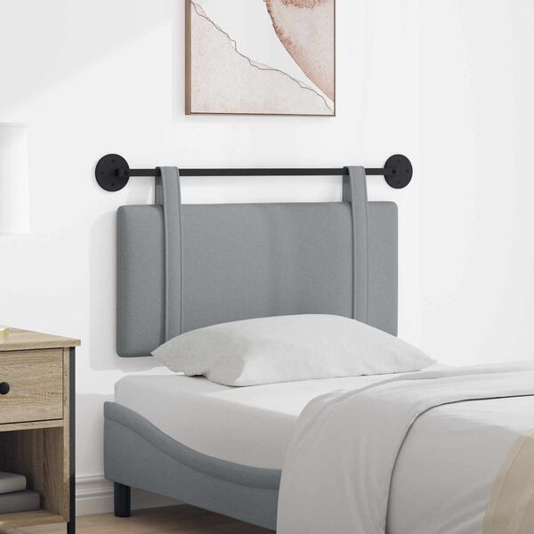 vidaXL H&aelig;ngende Hovedgavl V&aelig;gmonteret Lysegr&aring; 100 x 55 x 5 cm Stof