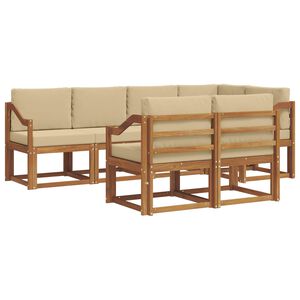 vidaXL Udend&oslash;rs sofagruppe med pude 7 pcs Naturlig og Beige