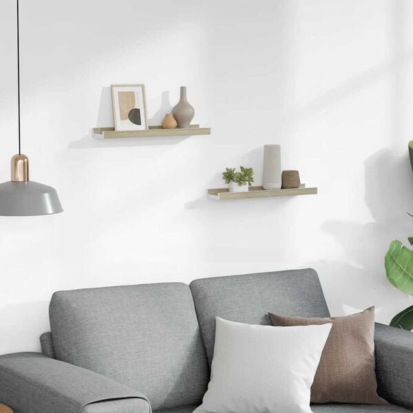 vidaXL v&aelig;ghylder 2 stk. 40x9x3 cm hvid og sonoma-eg