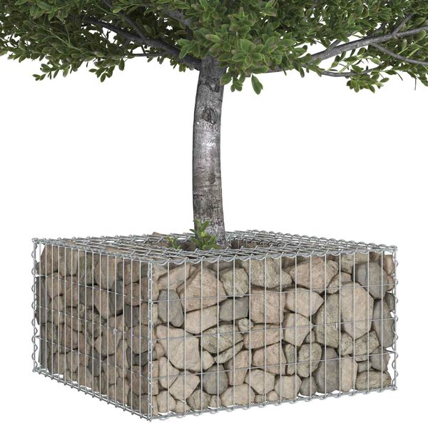 vidaXL Gabion h&oslash;jbed S&oslash;lv 80 x 80 x 40 cm Galvaniseret st&aring;l