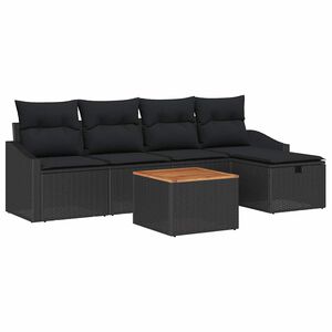 vidaXL Havesofa S&aelig;t med pude med opbevaring 6 pcs Sort Poly rattan