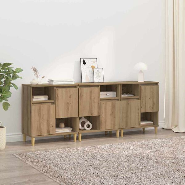 vidaXL Sideboards 3 pcs Artisan Egetr&aelig; 60 x 35 x 70 cm Konstrueret tr&aelig;