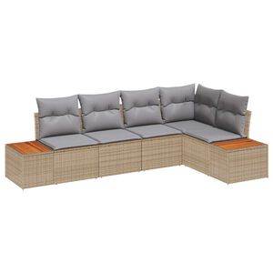 vidaXL Havesofa S&aelig;t 5 stk. 5-Antal s&aelig;der beige og lysegr&aring; Poly rattan