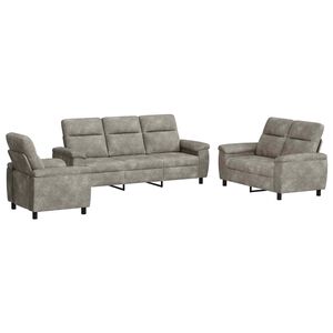 vidaXL Sofa S&aelig;t 3 pcs M&oslash;rkegr&aring; Faux Suede L&aelig;der