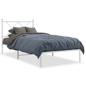 vidaXL sengeramme med sengegavl 90x190 cm metal hvid