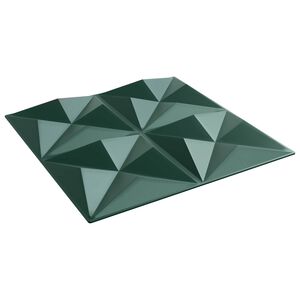 vidaXL V&aelig;gpaneler 12 stk. 50 x 50 cm Origami Gr&oslash;n XPS Skum