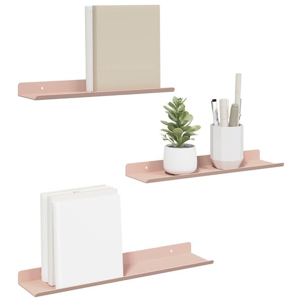 vidaXL Sv&aelig;vende hylde V&aelig;gmonteret 3 pcs Lyser&oslash;d 40 x 9 x 2,5 cm St&aring;l