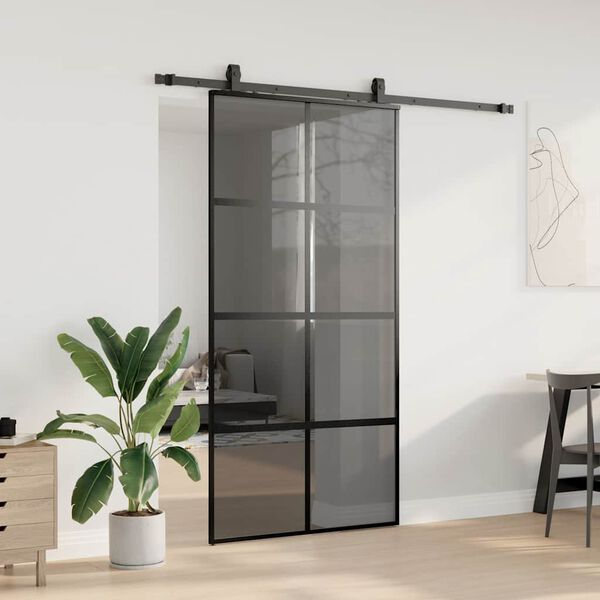 vidaXL skyded&oslash;r med hardwares&aelig;t 102,5x205 cm h&aelig;rdet glas sort