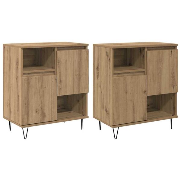 vidaXL Sideboard 2 pcs Artisan Egetr&aelig; 60 x 35 x 70 cm