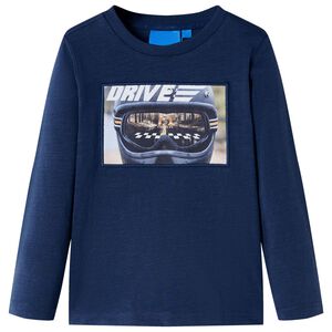 vidaXL Lang&aelig;rmet T-shirt til b&oslash;rn str. 104 bl&aring;meleret