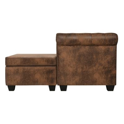 vidaXL L-formet Chesterfield sofa imiteret ruskind brun