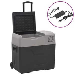 vidaXL k&oslash;leboks med hjul og adapter 30 l polypropylen sort og gr&aring;