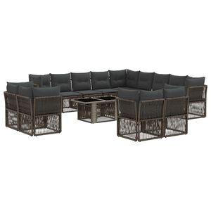 vidaXL Havesofa S&aelig;t 14 stk. Gr&aring; polyrattan