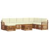 vidaXL Sofas&aelig;t med pude 9 pcs Naturlig og Fl&oslash;de Massivt Akacietr&aelig;