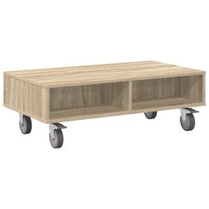 vidaXL Sidebord med hjul Sonoma eg 90 x 50 x 30 cm Konstrueret tr&aelig;
