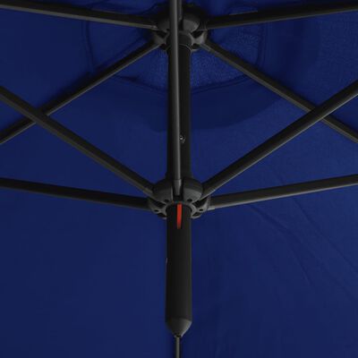 vidaXL dobbelt parasol med stålstang 600 cm azurblå