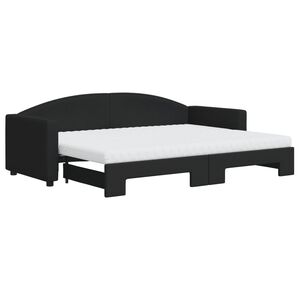vidaXL daybed med udtr&aelig;k og madras 80x200 cm stof sort