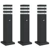 vidaXL udend&oslash;rs standerlamper 3 stk. med sensor 50 cm aluminium sort