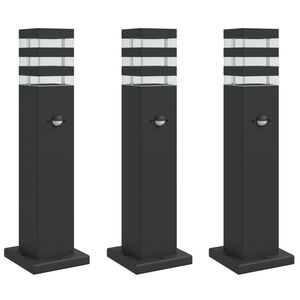 vidaXL udend&oslash;rs standerlamper 3 stk. med sensor 50 cm aluminium sort