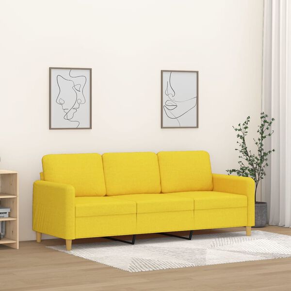 vidaXL 3-personers sofa 180 cm stof lysegul