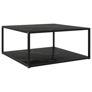 vidaXL sofabord 80x80x35 cm h&aelig;rdet glas sort