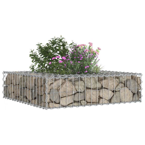 vidaXL Gabion h&oslash;jbed S&oslash;lv 80 x 80 x 20 cm Galvaniseret st&aring;l