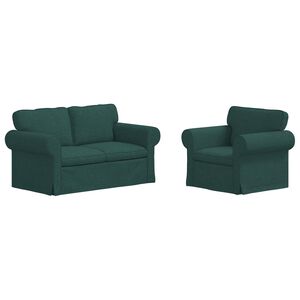 vidaXL Sofa 2 pcs M&oslash;rkegr&oslash;n 155 x 82 x 80 cm Stof