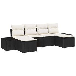 vidaXL Havesofa S&aelig;t med pude 4 pcs Sort og Cream polyrattan