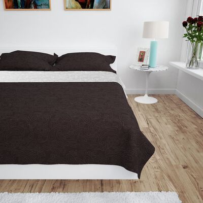 vidaXL dobbeltsidet quiltet sengetæppe 230 x 260 cm cremehvid og brun