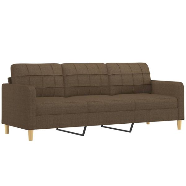 vidaXL 3-personers sofa med fodskammel 210 cm stof Brun