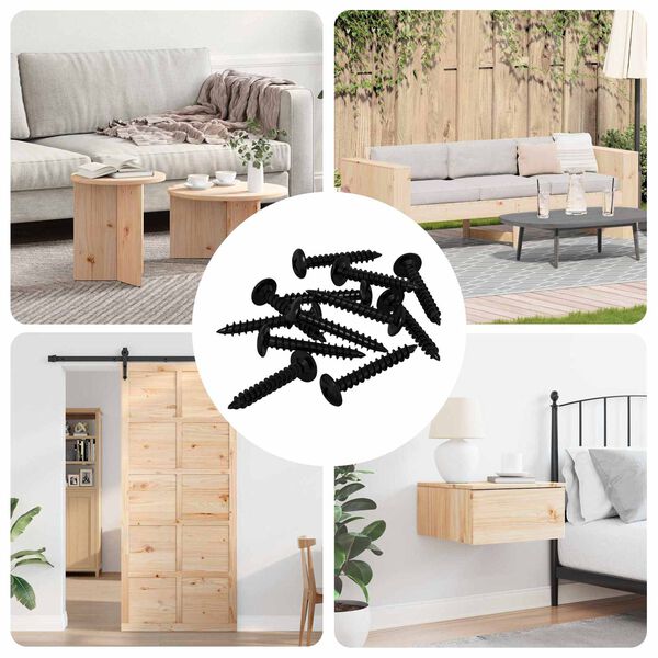 vidaXL Selvborende skrue 9000 pcs Sort St&aring;l