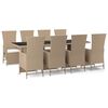 vidaXL spisebordss&aelig;t til haven 9 dele med hynder polyrattan beige