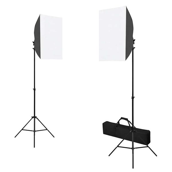 vidaXL fotostudiesæt med softbox-lamper + baggrund og reflektor