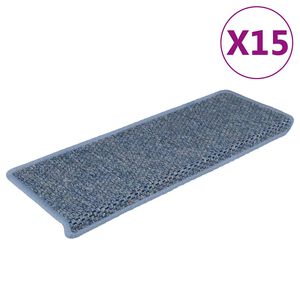 vidaXL selvkl&aelig;bende trappem&aring;tter 15 stk. 65x21x4 cm sisal-look bl&aring;