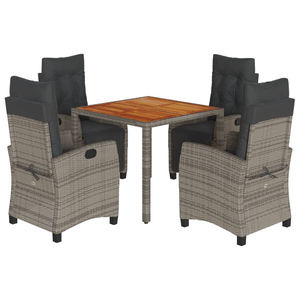 vidaXL spisebordss&aelig;t til haven 5 dele med hynder polyrattan gr&aring;