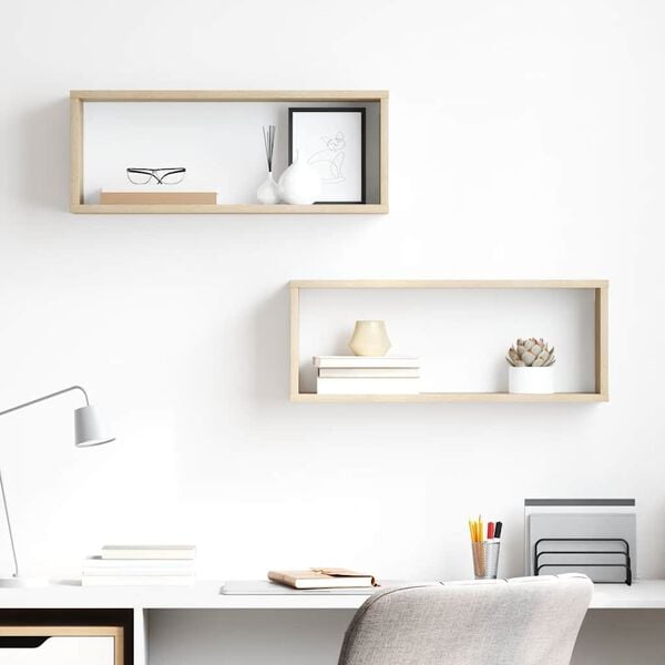 vidaXL v&aelig;ghylder 2stk. 60x15x23cm kubeformet konstrueret tr&aelig; sonoma-eg