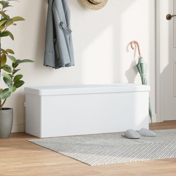 vidaXL opbevaringsb&aelig;nk foldbar PVC hvid