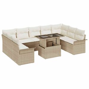 vidaXL Havesofa S&aelig;t med pude 10 pcs Beige Poly rattan