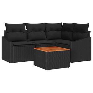 vidaXL Havesofa S&aelig;t med pude 5 pcs Sort polyrattan